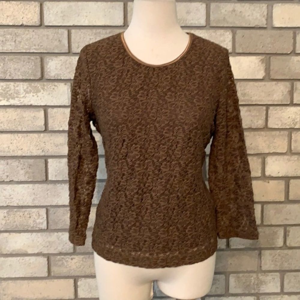 3for$20 floral blouse top medium petite brown